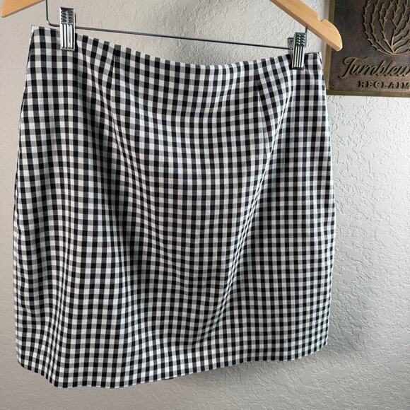 Women's Laundry by Shelli Segal Black and White GIngham Mini Skirt Size Medium - Picture 6 of 8